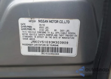 2003 Infiniti G35 Luxury Leather из США, поврежденный, VIN JNKCV51E93M303909